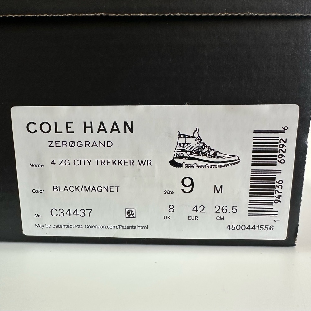 Cole Haan Men's US Size 9M Black Zerogrand City Trekker Waterproof Boots - New - Picture 9 of 11